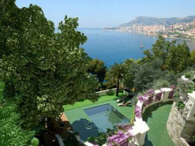 Renovated 5 bedroom Villa for sale with sea view in Roquebrune Cap Martin, Cote d'Azur French Riviera